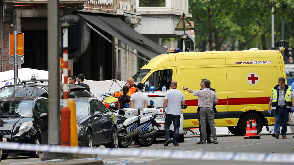 An ambulance car is seen on the scene of a shooting in Liege, Belgium, May 29, 2018. REUTERS/Francois Lenoir