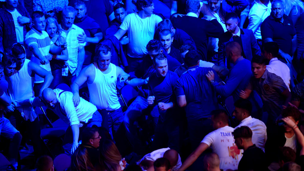 MANCHESTER, ENGLAND - JUNE 09: A fight is seen in the crowd at Manchester Arena on June 9, 2018 in Manchester, England.  (Photo by Nathan Stirk/Getty Images)