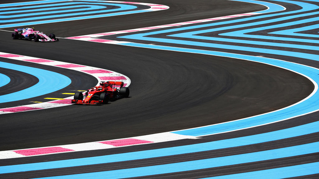 LE CASTELLET, FRANCE - JUNE 22: Sebastian Vettel of Germany driving the (5) Scuderia Ferrari SF71H on track during practice for the Formula One Grand Prix of France at Circuit Paul Ricard on June 22, 2018 in Le Castellet, France. (Photo by Mark Thom