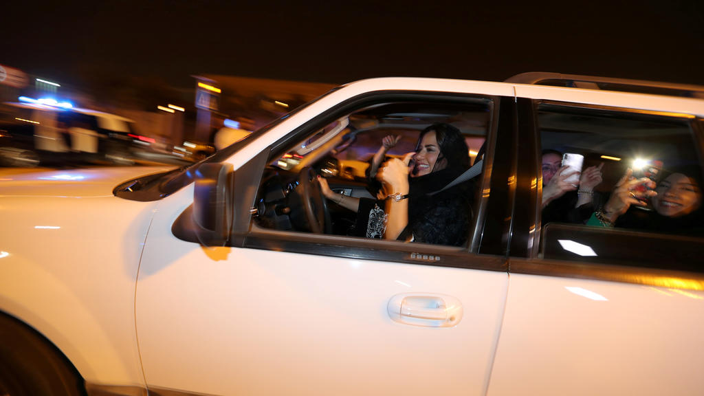 A Saudi woman celebrates with her friends as she drives her car in Al Khobar, Saudi Arabia, June 24, 2018. REUTERS/Hamad I Mohammed TPX IMAGES OF THE DAY