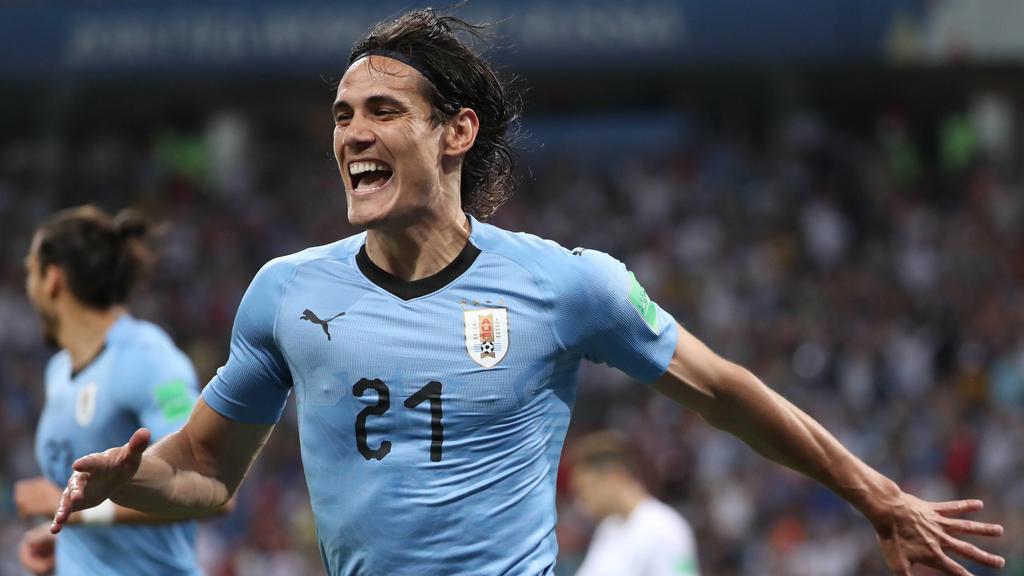 WM 2018, Uruguay - Portugal WM 2018, Uruguay - Portugal (180630) -- SOCHI, June 30, 2018 -- Edinson Cavani of Uruguay celebrates scoring during the 2018 FIFA World Cup WM Weltmeisterschaft Fussball round of 16 match between Uruguay and Portugal in So