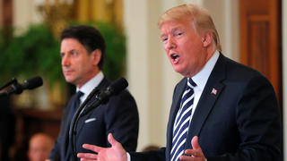 U.S. President Donald Trump and Italy's Prime Minister Giuseppe Conte hold a joint news conference in the East Room of the White House in Washington, U.S., July 30, 2018. REUTERS/Brian Snyder