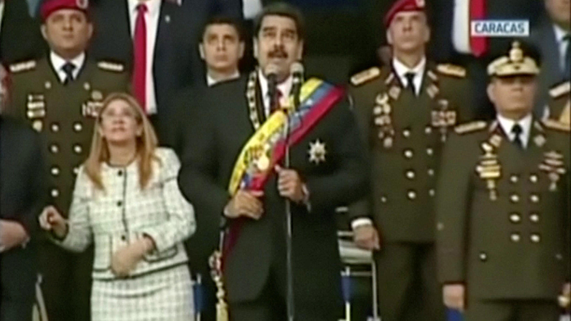 Venezuelan President Nicolas Maduro reacts during an event which was interrupted, in this still frame taken from video August 4, 2018, Caracas, Venezuela. VENEZUELAN GOVERNMENT TV/Handout via REUTERS TV.  ATTENTION EDITORS - THIS IMAGE HAS BEEN PROVI