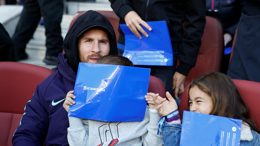 Soccer Football - La Liga Santander - FC Barcelona v Real Madrid - Camp Nou, Barcelona, Spain - October 28, 2018 Barcelona's Lionel Messi sat in stands before the match REUTERS/Paul Hanna