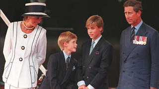 Prinzessin Diana, ihre Söhne Prinz Harry und William am 19. August 1995 in London.