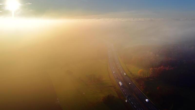 Die A4 im Nebel