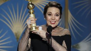 76th Golden Globe Awards - Show - Beverly Hills, California, U.S., January 6, 2019 - Olivia Colman, winner of Best Actress - Motion Picture, Musical or Comedy, accepts her award. Paul Drinkwater/NBC Universal/Handout via REUTERS For editorial use only. Additional clearance required for commercial or promotional use, contact your local office for assistance. Any commercial or promotional use of NBCUniversal content requires NBCUniversal's prior written consent. No book publishing without prior approval. No sales. No archives.