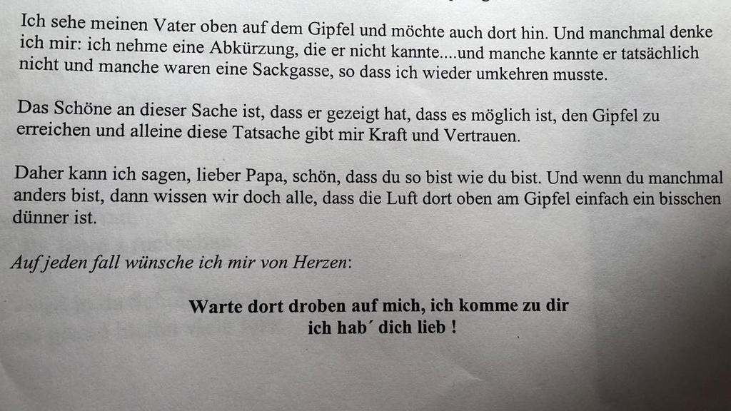Bastian Yottas Vater Josef hat dieses Auszug einer angeblichen Rede auf Instagram hochgeladen