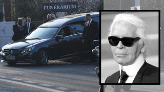 Der Leichenwagen mit Karl Lagerfelds Sarg ist am 22. Februar 2019 auf dem Weg zur Trauerfeier.