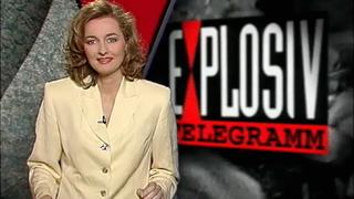 Moderatorin Frauke Ludowig am 02.05.1994 bei ihrem Debü bei 'EXCLUSIV - Das Starmagazin', was anfangs noch 'Explosiv - Telegramm' hieß.