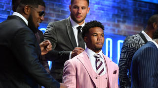 Apr 25, 2019; Nashville, TN, USA; Kyler Murray (Oklahoma) takes the stage prior to the first round of the 2019 NFL Draft in Downtown Nashville. Mandatory Credit: Christopher Hanewinckel-USA TODAY Sports