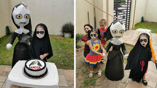 Lucia wollte ihren 3. Geburtstag als Horror-Nonne feiern.