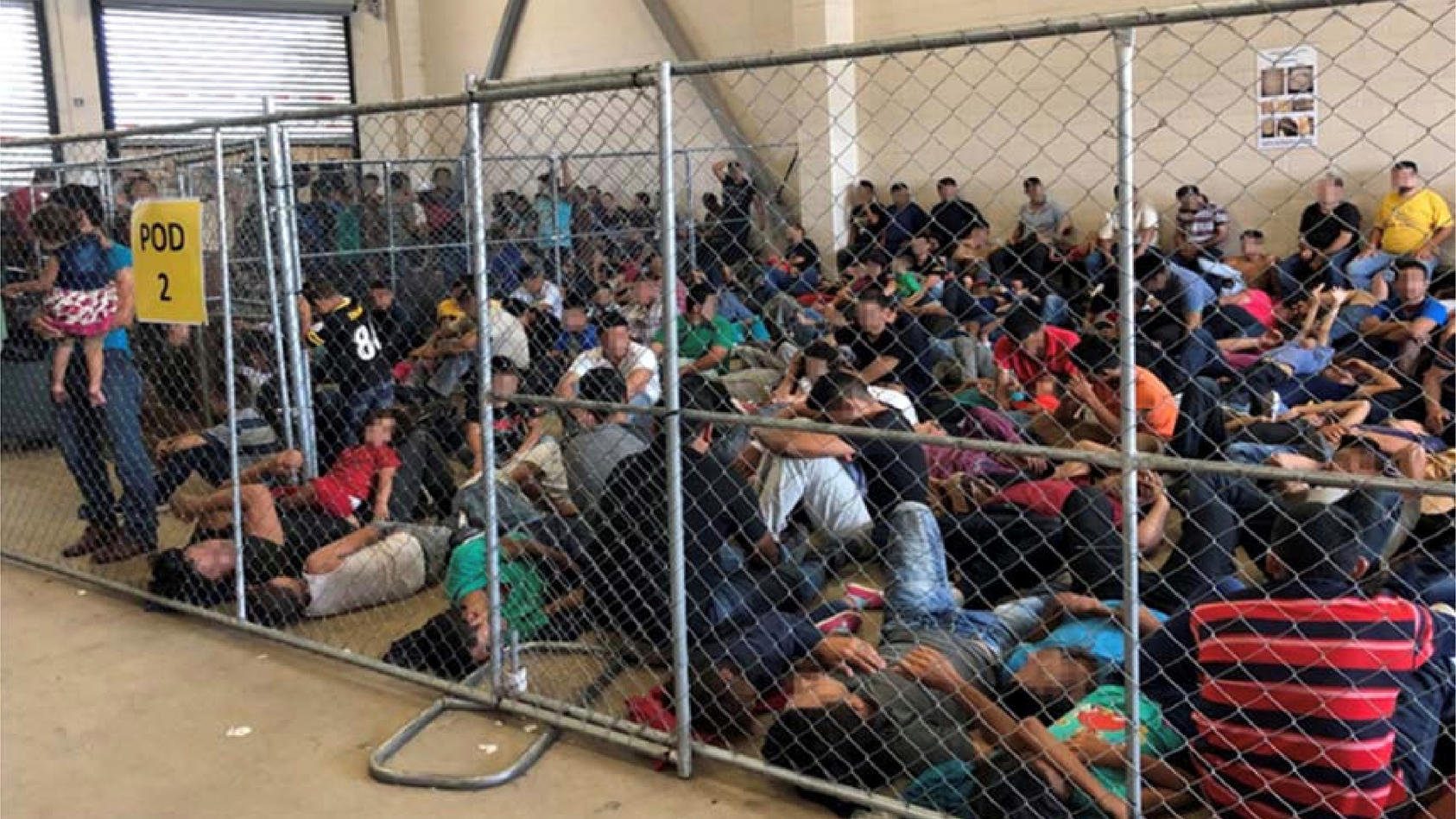 An overcrowded fenced area holding families at a Border Patrol station is seen in a still image from video in McAllen, Texas, U.S. on June 10, 2019 and released as part of a report by the Department of Homeland Security's Office of Inspector General 