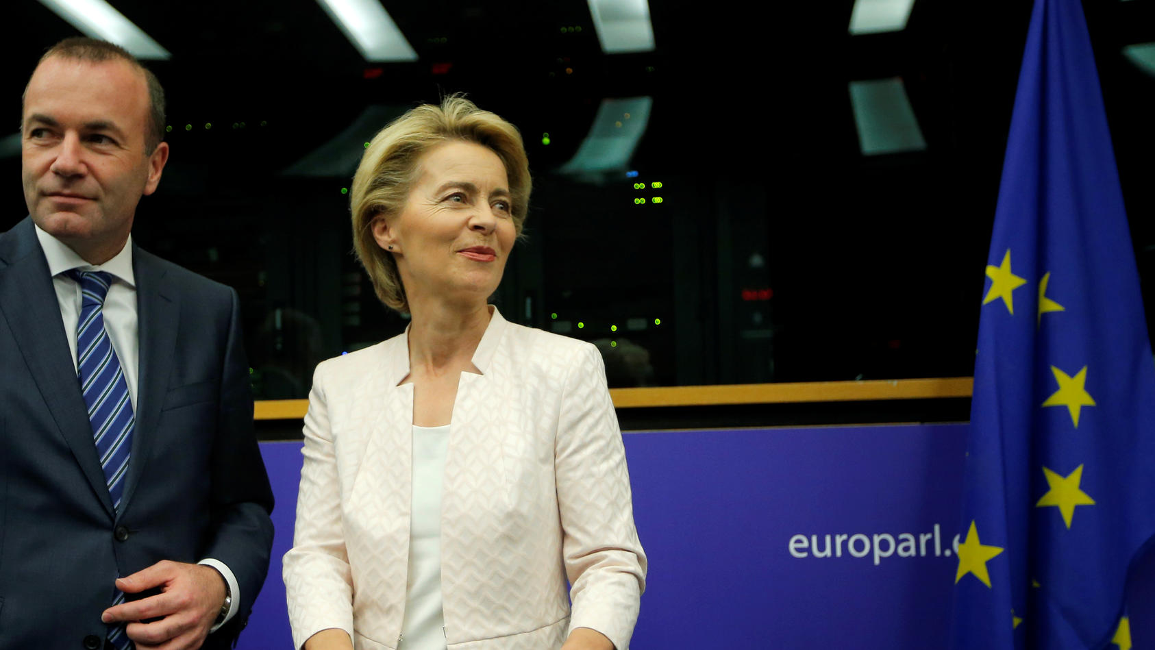 German Defense Minister Ursula von der Leyen, who has been nominated as European Commission President, arrives at the European Parliament in Strasbourg