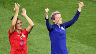 Soccer Football - Women's World Cup - Semi Final - England v United States - Groupama Stadium, Lyon, France - July 2, 2019  Megan Rapinoe and Ali Krieger of the U.S. celebrate after the match   REUTERS/Lucy Nicholson     TPX IMAGES OF THE DAY