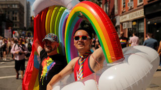 Activists march in the Queer Liberation March in Greenwich Village during the 2019 World Pride NYC and Stonewall 50th LGBTQ Pride day in New York, U.S., June 30, 2019.  REUTERS/Lucas Jackson