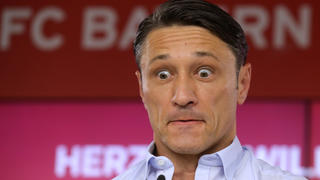 MUNICH, GERMANY - JULY 09: Niko Kovac, head coach of FC Bayern Muenchen, reacts during a press conference to announce new signing Jann-Fiete Arp at Saebener Strasse training ground on July 09, 2019 in Munich, Germany. (Photo by Alexander Hassenstein/Bongarts/Getty Images)