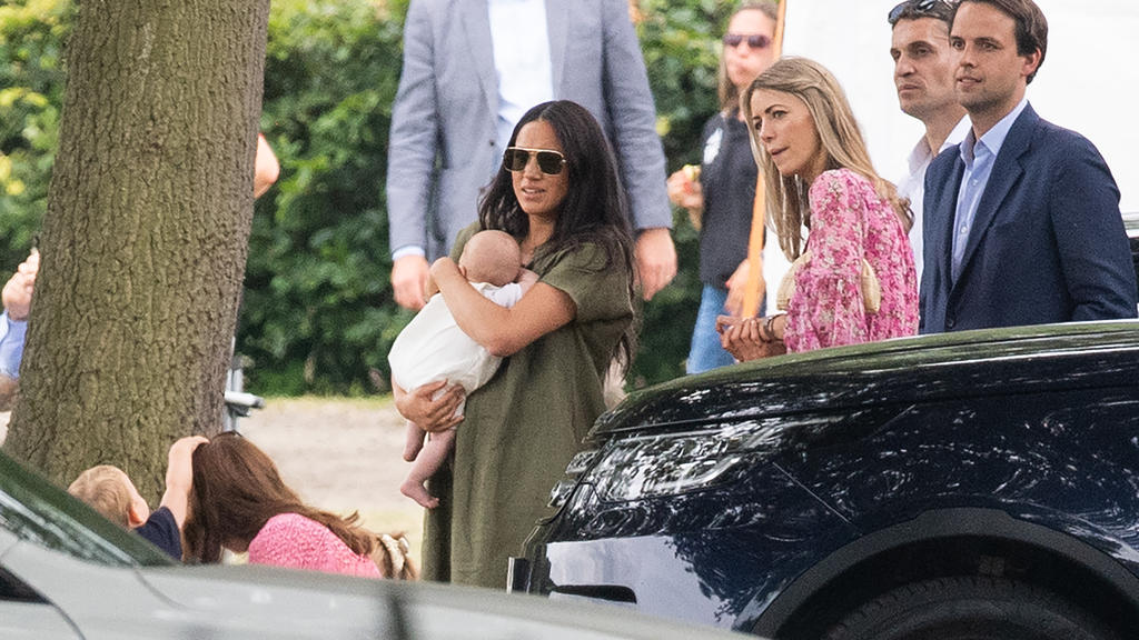 Prince William, the Duke of Cambridge and Prince Harry, the Duke of Sussex take part in the King Power Royal Charity Polo Day at Billingbear Polo ClubPictured: Meghan,the Duchess of Sussex and ArchieRef: SPL5103090 100719 NON-EXCLUSIVEPicture by: Spl