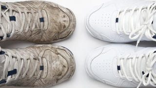 comparison of old and new sneakers