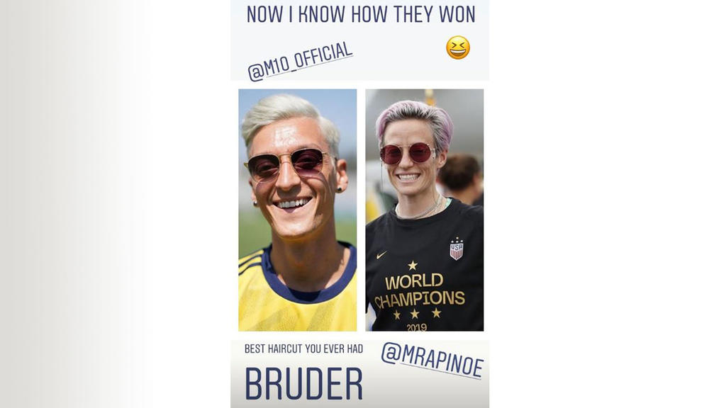 Aubameyang veräppelt seinen Teamkollegen in seiner Instagram-Story. "Auba" vergleicht Özil mit der Frauen-Weltmeisterin Megan Rapinoe.