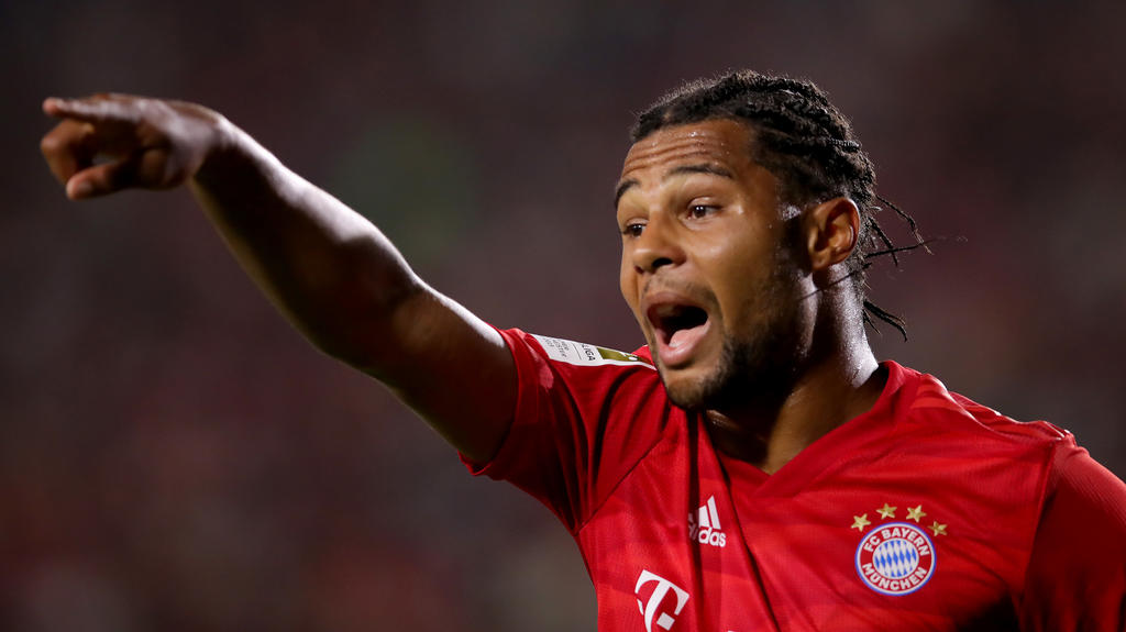 CARSON, CALIFORNIA - JULY 17: Serge Gnabry of Bayern Muenchen reacts during the 2019 International Champions Cup match between Arsenal London and FC Bayern Muenchen at Dignity Health Sports Park on July 17, 2019 in Carson, California. (Photo by Alexa