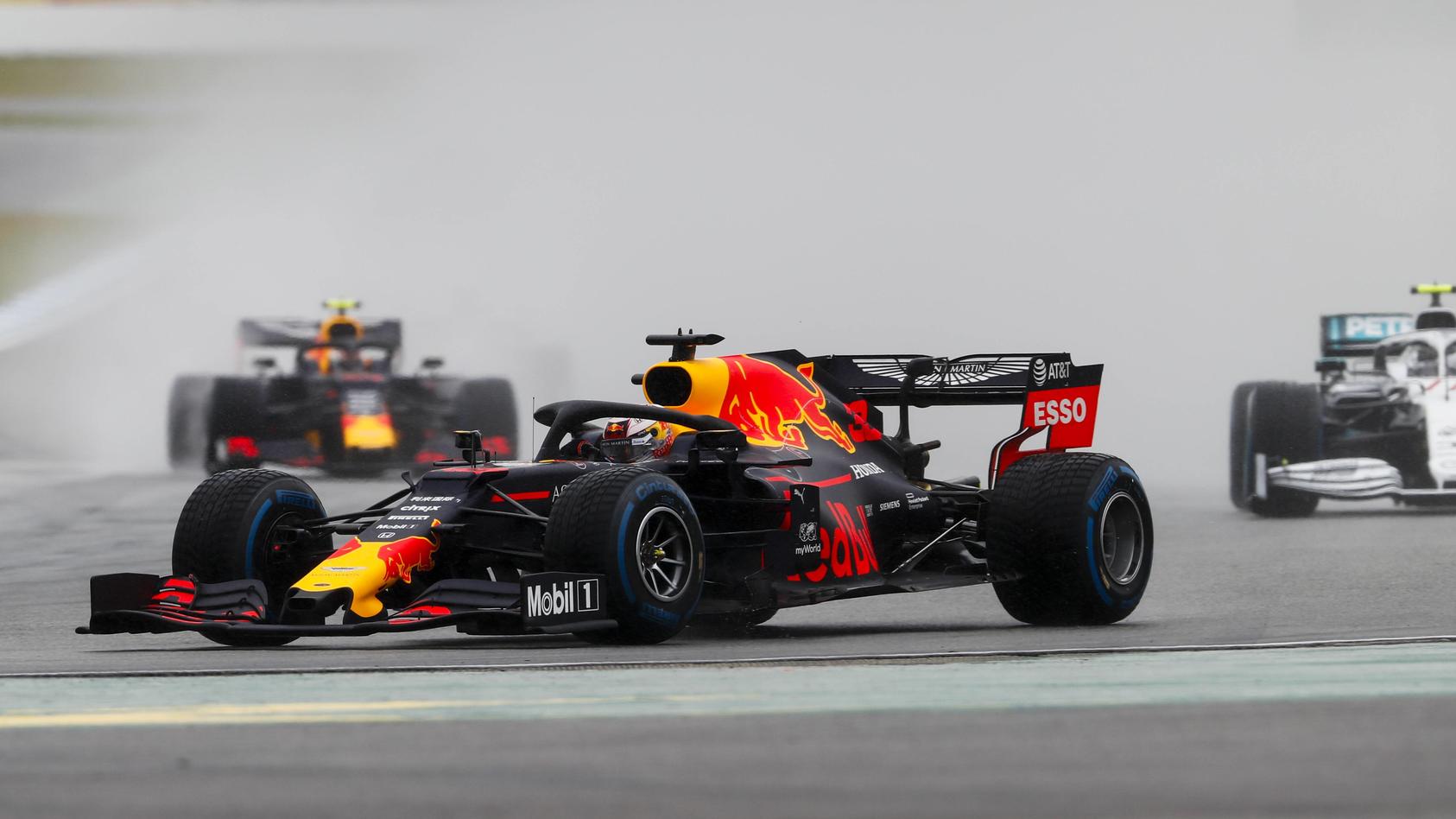 2019 German GP HOCKENHEIMRING GERMANY JULY 28 Max Verstappen Red Bull Racing RB15 leads Valtte