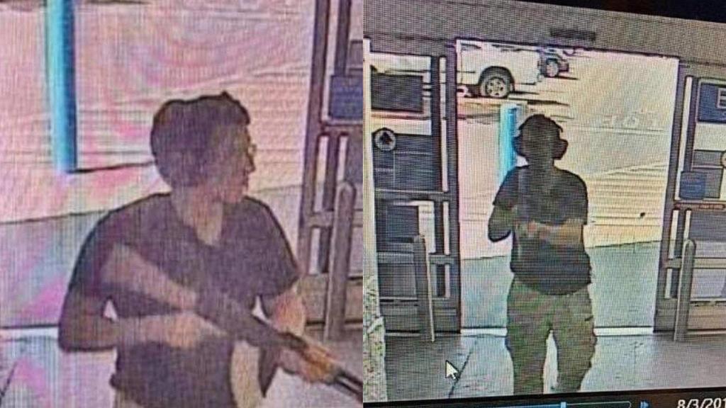 A surveillance stills show alleged gunman Patrick Crusius holding a rifle as he enters a Walmart store at the start of his mass shooting that left at least 20 people dead, in El Paso, Texas on Saturday, August 3, 2019. PUBLICATIONxINxGERxSUIxAUTxHUNx