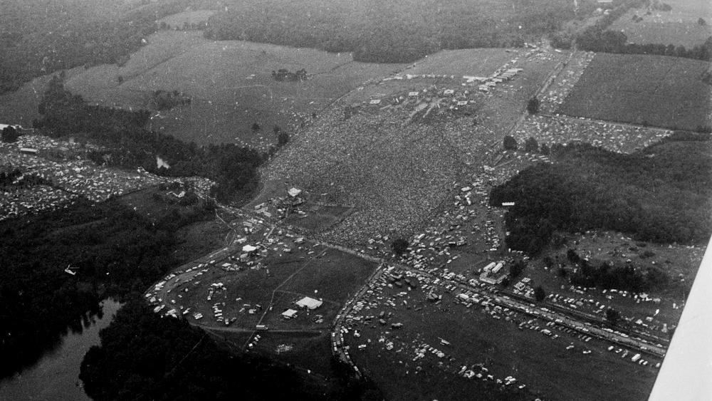 Aerial shot of Woodstock Music Festival in August 1969, in Bethel, New York, U.S. in this handout image. Paul Gerry/The Museum at Bethel Woods/Via REUTERS. MANDATORY CREDIT. MUST COURTESY ©PAUL GERRY AND THE MUSEUM AT BETHEL WOODS. NO ARCHIVE.NO R