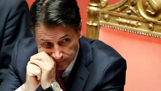 Italian Prime Minister Giuseppe Conte attends a session of the upper house of parliament over the ongoing government crisis, in Rome, Italy August 20, 2019. REUTERS/Yara Nardi