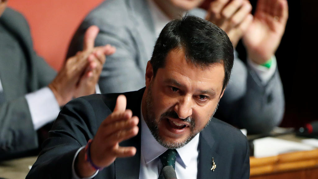 Innenminister Salvini im Senat in Rom.
