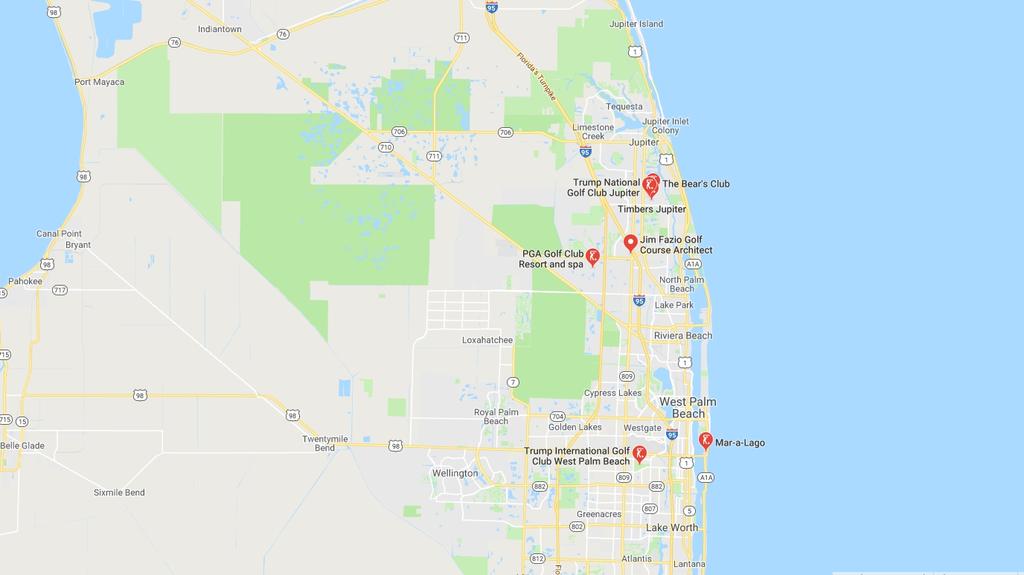 Zwei von drei Trump-Golfresorts in Florida liegen in der Nähe von Palm Beach