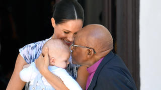 Prince Harry, the Duke of Sussex and Meghan, the Duchess of Sussex, holding their son Archie, meet Archbishop Desmond Tutu at the Desmond & Leah Tutu Legacy Foundation in Cape TownPictured: Archbishop Desmond Tutu,Meghan,the Duchess of Sussex and baby ArchieRef: SPL5118098 250919 NON-EXCLUSIVEPicture by: SplashNews.comSplash News and PicturesLos Angeles: 310-821-2666New York: 212-619-2666London: +44 (0)20 7644 7656Berlin: +49 175 3764 166photodesk@splashnews.comWorld Rights, 