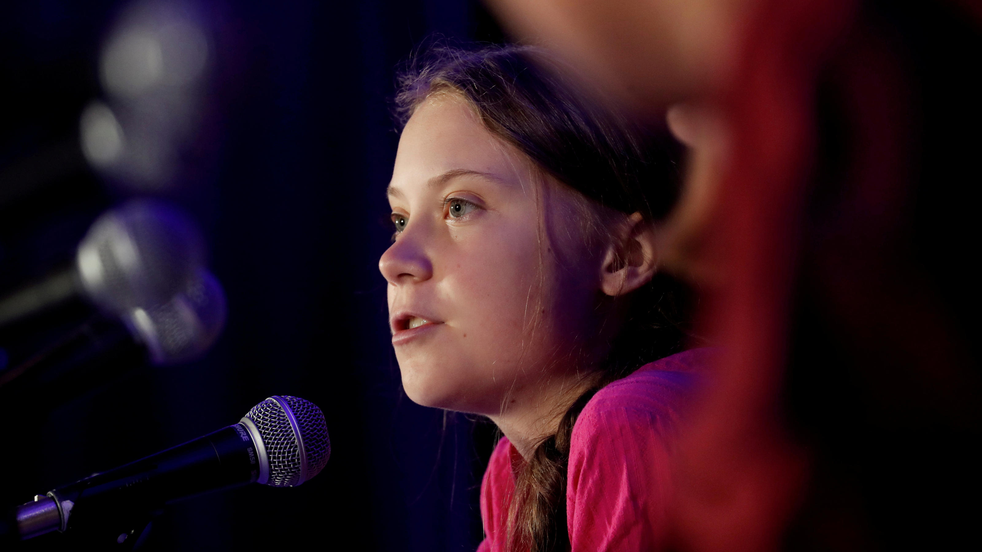 FILE PHOTO: Swedish climate activist Greta Thunberg speaks with other child petitioners from 12 countries who presented a landmark complaint to the United Nations Committee on the Rights of the Child to protest the lack of government action on the cl