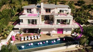 Prepare for the chance to live in a Barbie World! Airbnb lists real life version of iconic doll's 'Malibu Dreamhouse' for the ultimate fan stay. Located in the heart of Malibu and overlooking the Pacific Ocean, the fabulous life-size Dreamhouse will be available to book from October 23 by one guest and up to three friends for a two-night stay. The palatial pink pad sleeps four, with two bedrooms and two baths. The one-time stay will take place Sunday, October 27 to Tuesday, October 29. This once in a lifetime opportunity is available for $60 USD a night (a nod to Barbieâ€™s 60th anniversary), plus taxes and fees, at www.airbnb.com/barbie. The Barbie Dreamhouse Airbnb experience includes a meet-and-greet with celebrity hairstylist Jen Atkin, along with hair makeovers from hairstylists from Mane Addicts Creator Collective.A one-on-one fencing lesson with inspirational role model and fencing medalist Ibtihaj Muhammad also comes as part of the deal, and an interactive, globally-inspired cooking lesson with one of Malibuâ€™s favorite female business owners, Gina Clarke-Helm of Malibu Seaside Chef. A behind-the-scenes tour of Columbia Memorial Space Center with pilot and aerospace engineer Jill Meyers is also part of the bargain.Pictured: Malibu barbie houseRef: SPL5122840 171019 NON-EXCLUSIVEPicture by: Airbnb/Splash / SplashNews.comSplash News and PicturesLos Angeles: 310-821-2666New York: 212-619-2666London: +44 (0)20 7644 7656Berlin: +49 175 3764 166photodesk@splashnews.comWorld Rights, 