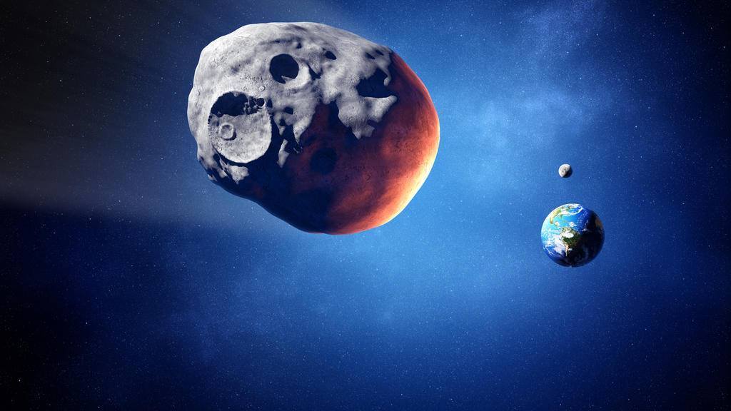 Asteroid on collision course with earth (Elements of this image furnished by NASA - Earth uv map from http )