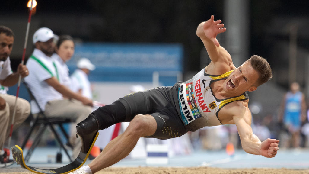 Dubai 2019 World Para Athletics Championships United Arab Emirates, 13.11.2019 DUBAI, UNITED ARAB EMIRATES - NOVEMBER 13: Markus Rehm GER competing in the men s T64 long jump final on day-7 of the Dubai 2019 World Para Athletics Championships at the