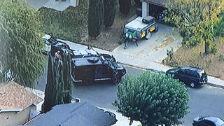 Los Angeles County Sheriff's Department (LASD) Special Enforcement Bureau (SEB) members arrive at a nearby residence, following up on leads regarding the possible suspect involved in the Saugus High School shooting in Santa Clarita, California, U.S., November 14, 2019 in this image obtained from social media. LASD SEB via REUTERS   ATTENTION EDITORS - THIS IMAGE HAS BEEN SUPPLIED BY A THIRD PARTY. MANDATORY CREDIT. NO RESALES. NO ARCHIVES.