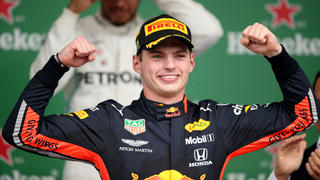 SAO PAULO, BRAZIL - NOVEMBER 17: Race winner Max Verstappen of Netherlands and Red Bull Racing celebrates on the podium during the F1 Grand Prix of Brazil at Autodromo Jose Carlos Pace on November 17, 2019 in Sao Paulo, Brazil. (Photo by Charles Coates/Getty Images)