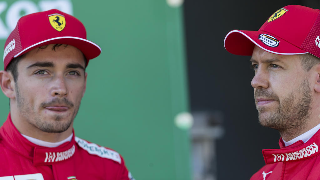 13th October 2019 Suzuka Circuit, Suzuka City, Japan Formula One Japanese Grand Prix, Race Day Sebastian Vettel and Charles Leclerc after qualifying first and second - Editorial Use PUBLICATIONxINxGERxSUIxAUTxHUNxSWExNORxDENxFINxONLY ActionPlus12176