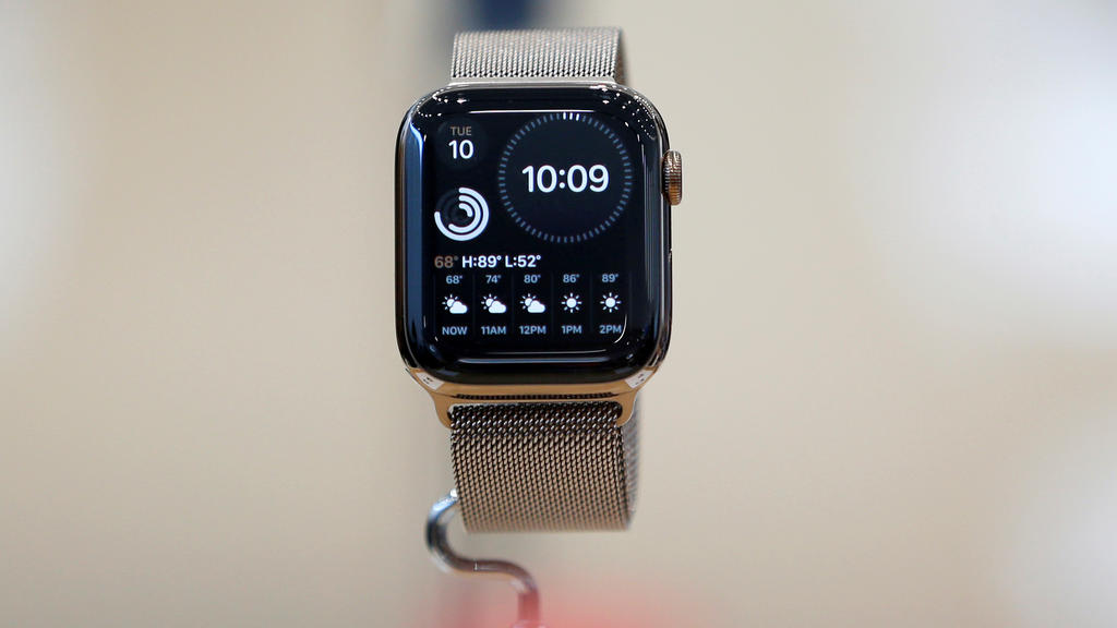 FILE PHOTO: An Apple Watch Series 5 is seen on display in the demonstration area during a launch event at their headquarters in Cupertino, California, U.S. September 10, 2019. REUTERS/Stephen Lam/File Photo