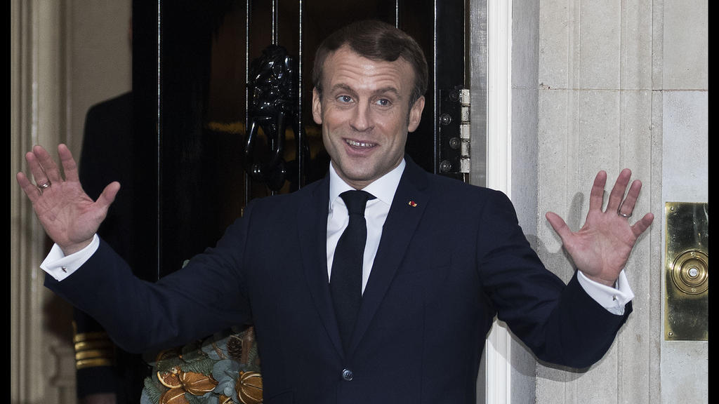 . 03/12/2019. London, United Kingdom. French President Emmanuel Macron arriving for a meeting at No10 Downing Street in London, on the first day of the NATO Summit. PUBLICATIONxINxGERxSUIxAUTxHUNxONLY xStephenxLockx/xi-Imagesx IIM-20506-0016
