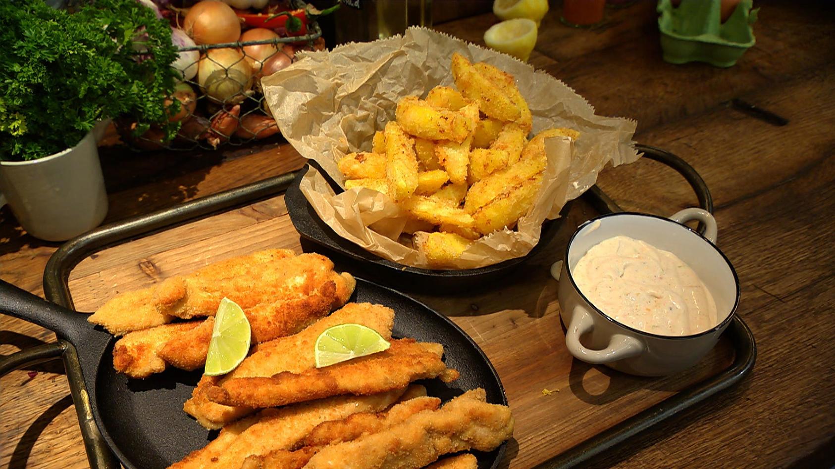 Mini Schnitzel Mit Limetten Mayonnaise Und Pommes Deluxe Das Rezept Aus Essen Trinken Fur Jeden