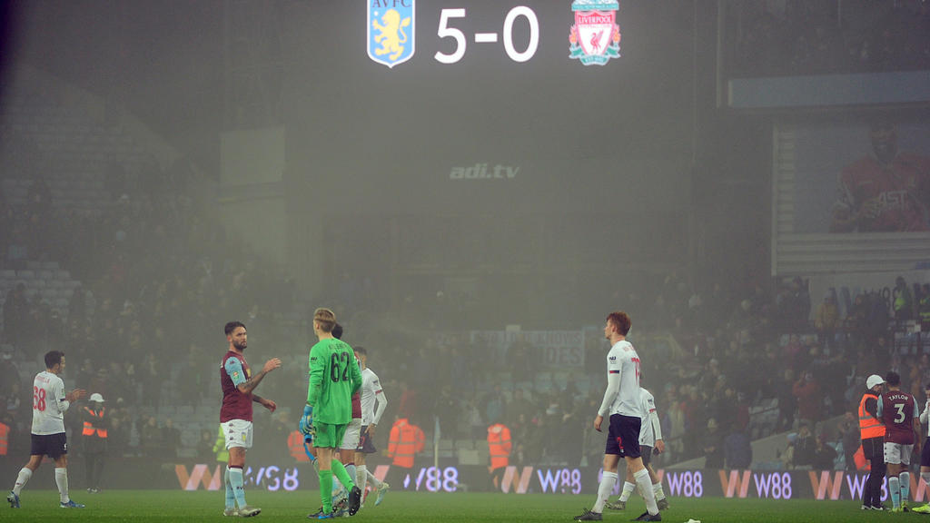 Football - 2019 / 2020 EFL Carabao League Cup - Quarter-Final: Aston Villa vs. Liverpool 5-0 The final score, at Villa Park. COLORSPORT/ANDREW COWIE PUBLICATIONxNOTxINxUK