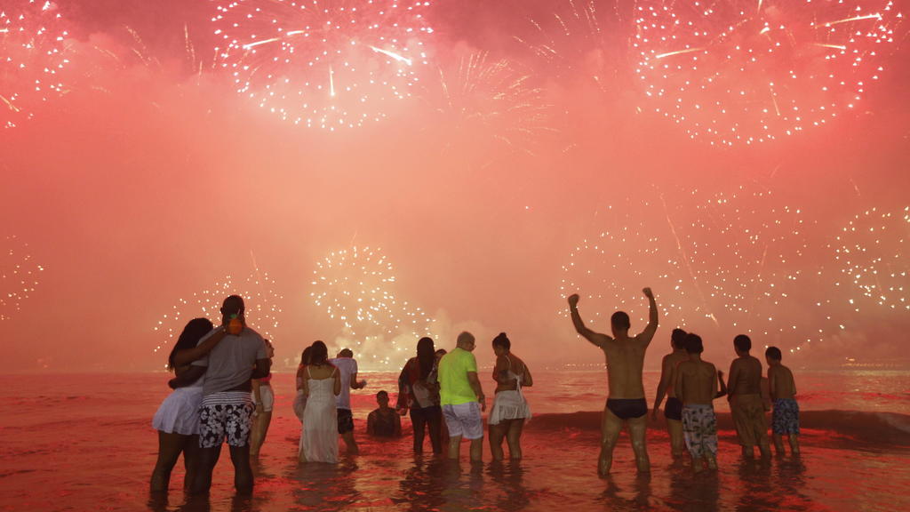 Feuerwerk an der Copacabana in Rio