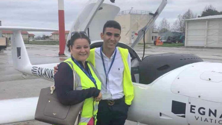 Seth Van Beek who has become the UK's youngest qualified commercial pilot aged just 18 pictuerd with mum Frances. See SWNS story SWYpilot. A British teenager has become the UK's youngest qualified commercial pilot - after