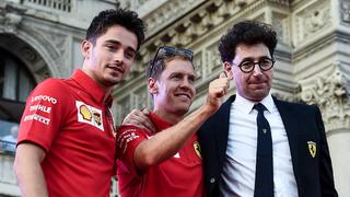 Db Milano 04/09/2019 - 90 Anni di Emozioni / / foto Daniele Buffa/Image nella foto: Charles Leclerc-Sebastian Vettel-Mattia Binotto PUBLICATIONxNOTxINxITA  