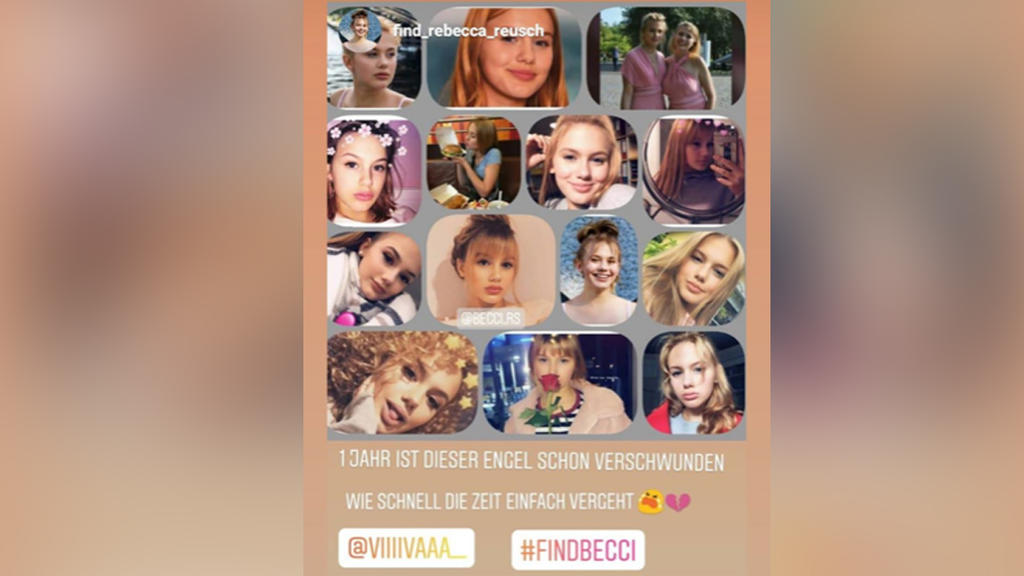 Diese Collage postete Rebeccas Schwester am Jahres Tag ihres Verschwindens.