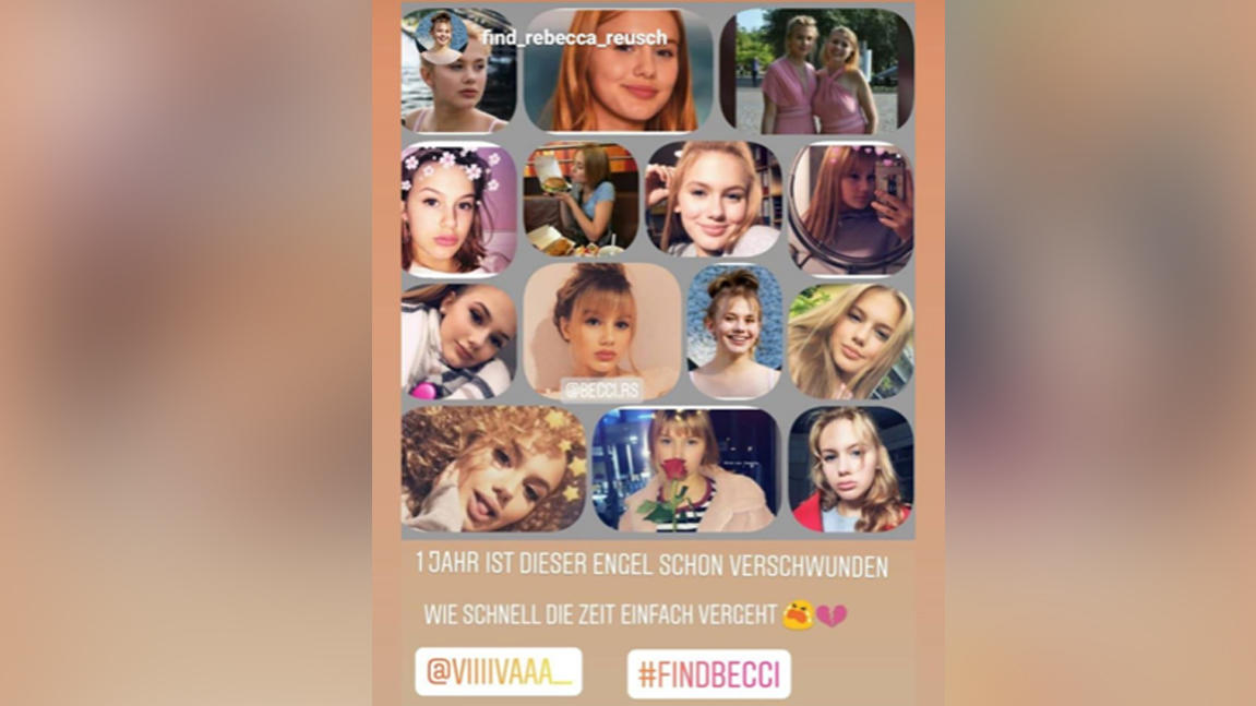 Diese Collage postete Rebeccas Schwester am Jahres Tag ihres Verschwindens.
