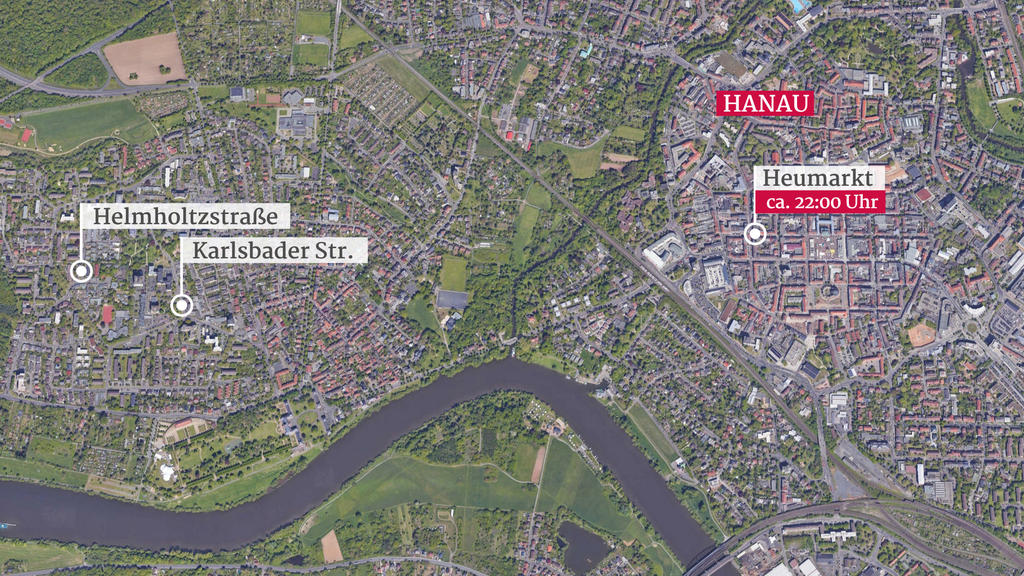 Überblick der Tatorte in Hanau
