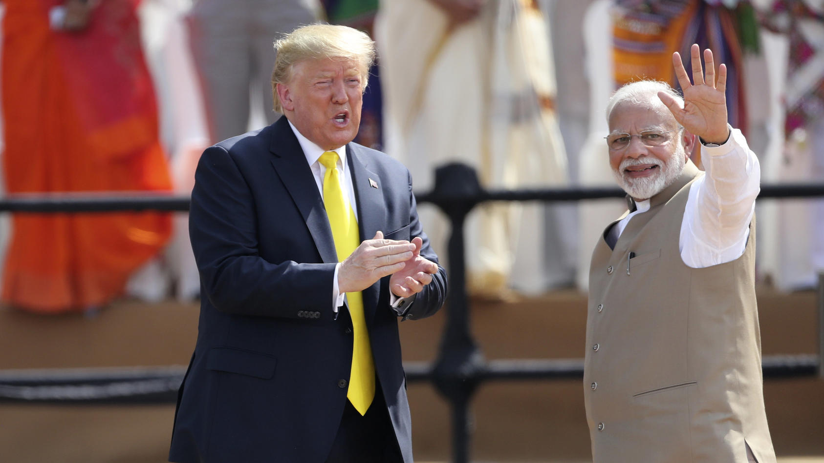 Donald Trump mit Narendra Modi, Premierminister von Indien, bei einem zweitägigen Staatsbesuch in in Indien.